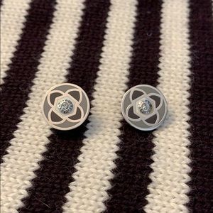 Henri Bendel Silver Earring with Crystal Center